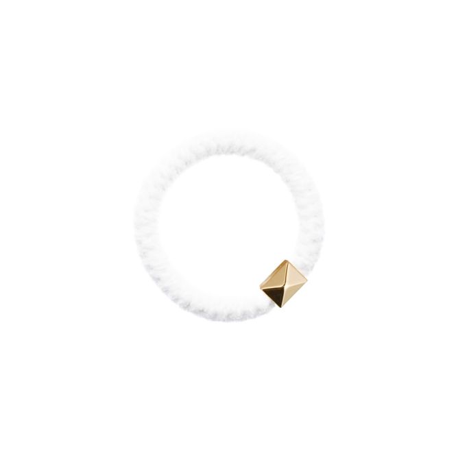 Hovedbilde Fluffy Fat Hair Tie w/Gold White DARK