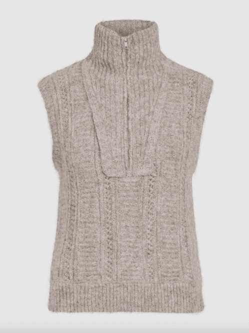 Hovedbilde Vigleeba Half Zip Knit Vest Natural Melange VILA