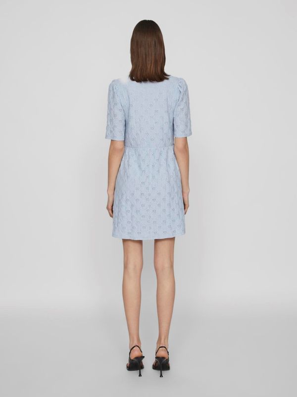 Vimalanie V Neck 2/4 Pointelle Dress Kentucky Blue VILA