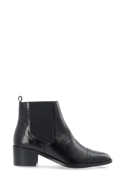 Biacarol Dress Chelsea Boot Croco Embossed Leather Black BIANCO