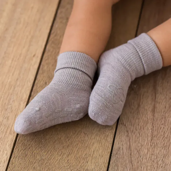 Hovedbilde Ullsokker Antiskli Merinoull Beige Lillelam