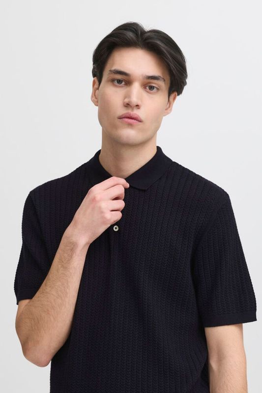 Karl Structured Knit Polo Dark Navy Blue Casual Friday 