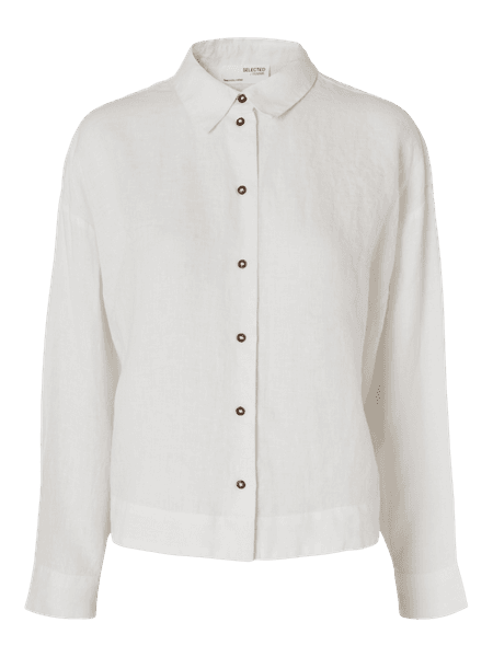 Linnie LS Linen Shirt Snow White Selected Femme 