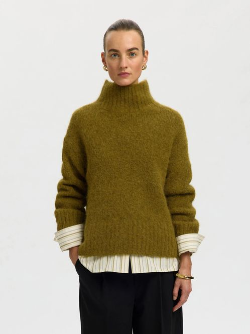 Hovedbilde Gabriella LS Knit High Neck Fir Green Selected