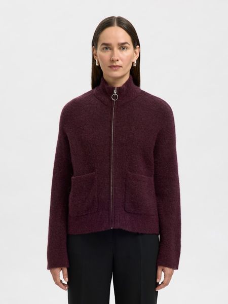Sia Ras Knit Cardigan Zipper Fig Selected Femme