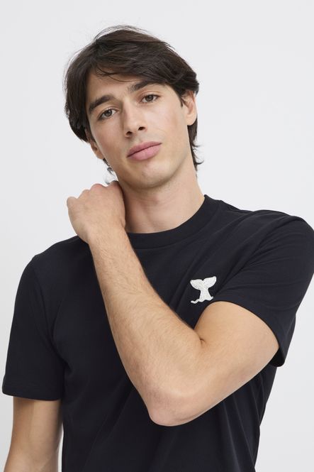 Hovedbilde T-Skjorte Silas Whale Embroidery Dark Navy Casual ...